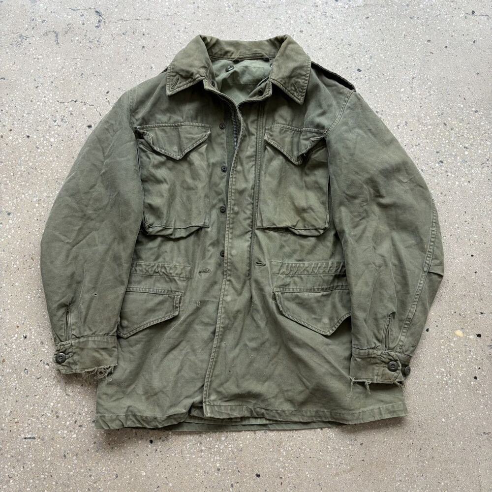 Vintage 80s M-65 OG-107 Army Military Green Field Jacket
